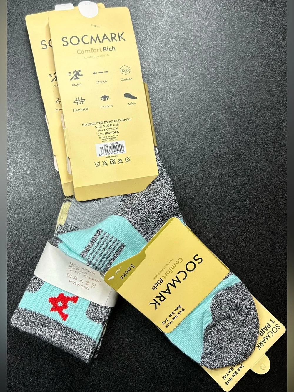 Socmark Crew Men’s Shoe Size 7-13 2 Pack Comfort Rich Perfect Cushion Socks